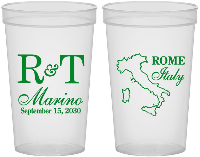 Custom Wedding 22 oz Translucent Cups - Italy | 514