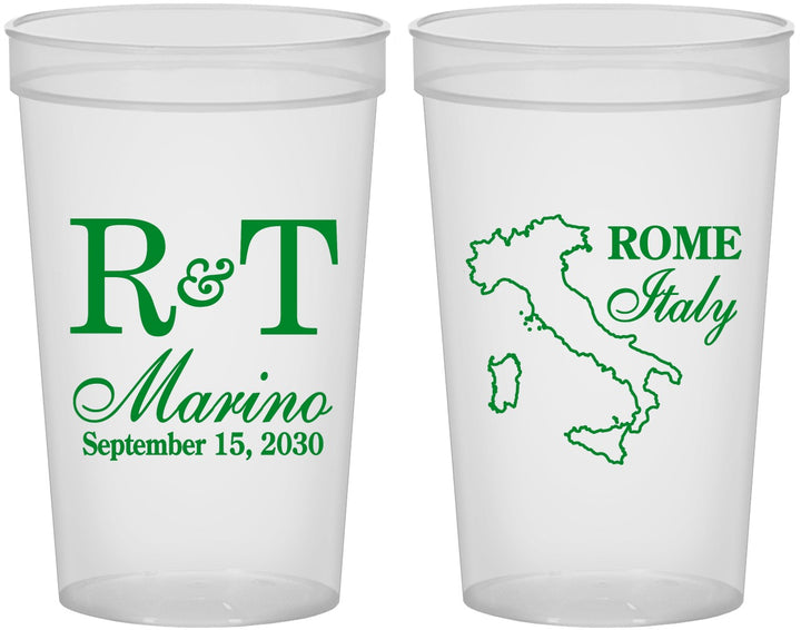 Custom Wedding 22 oz Translucent Cups - Italy | 514