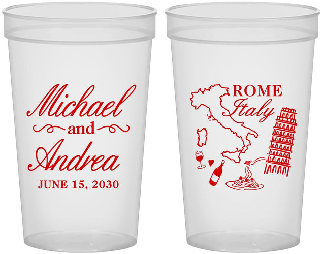 Custom Wedding 22 oz Translucent Cups - Italy | 515