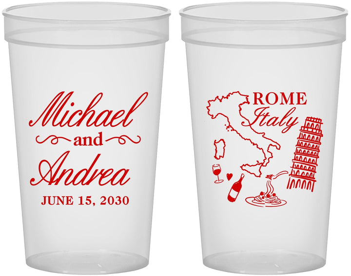 Custom Wedding 22 oz Translucent Cups - Italy | 515