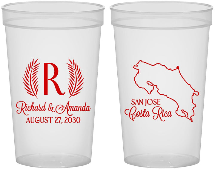 Custom Wedding 22 oz Translucent Cups - Costa Rica | 518