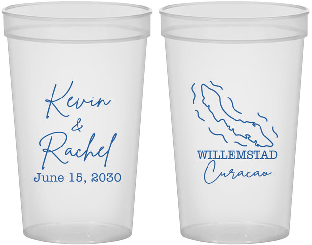 Custom Wedding 22 oz Translucent Cups - Curacao | 520