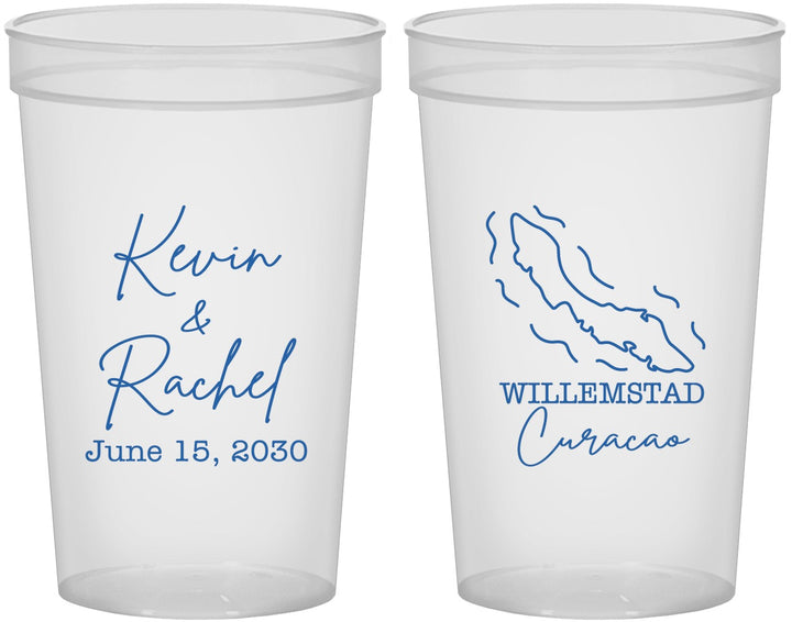 Custom Wedding 22 oz Translucent Cups - Curacao | 520