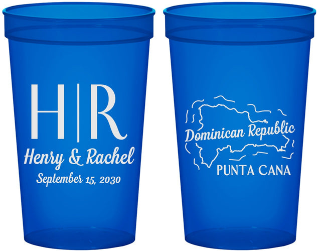 Custom Wedding 22 oz Translucent Cups - Domincan Republic | 522