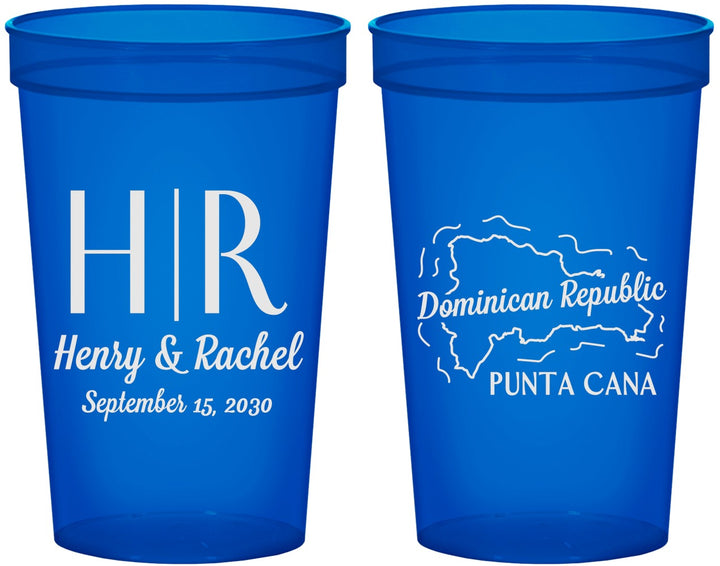 Custom Wedding 22 oz Translucent Cups - Domincan Republic | 522