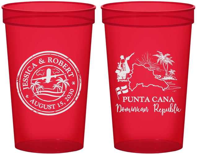 Custom Wedding 22 oz Translucent Cups - Domincan Republic | 523