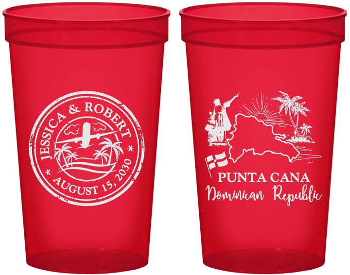 Custom Wedding 22 oz Translucent Cups - Domincan Republic | 523