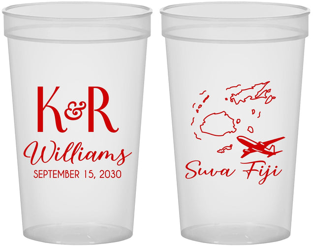 Custom Wedding 22 oz Translucent Cups - Fiji | 524