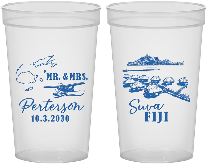 Custom Wedding 22 oz Translucent Cups - Fiji | 525
