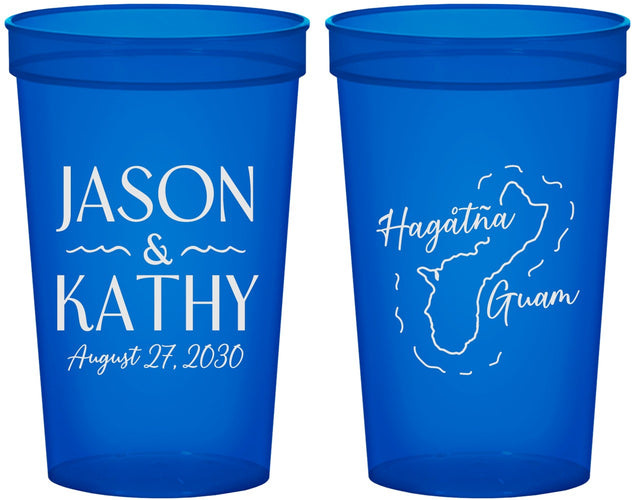 Custom Wedding 22 oz Translucent Cups - Guam | 526
