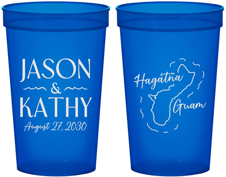 Custom Wedding 22 oz Translucent Cups - Guam | 526