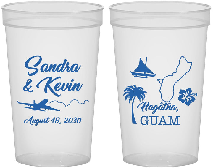 Custom Wedding 22 oz Translucent Cups - Guam | 527