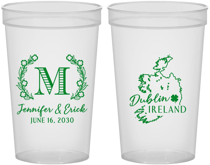 Custom Wedding 22 oz Translucent Cups - Ireland | 528