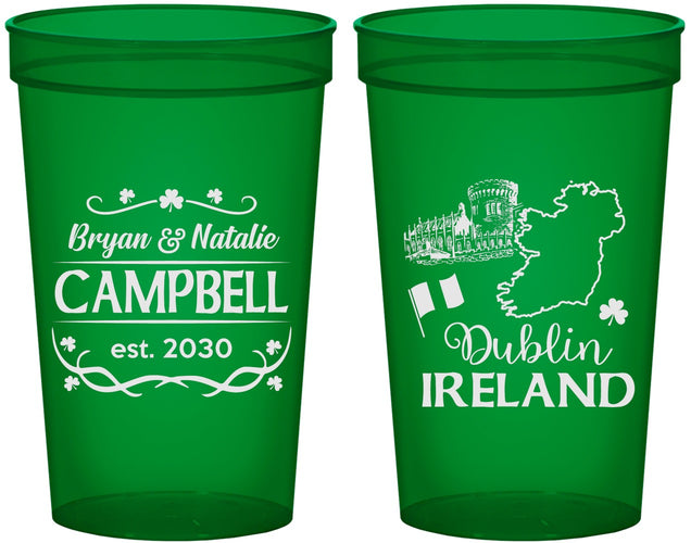 Custom Wedding 22 oz Translucent Cups - Ireland | 529