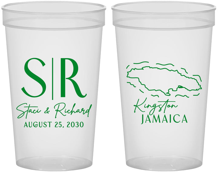 Custom Wedding 22 oz Translucent Cups - Jamaica | 530