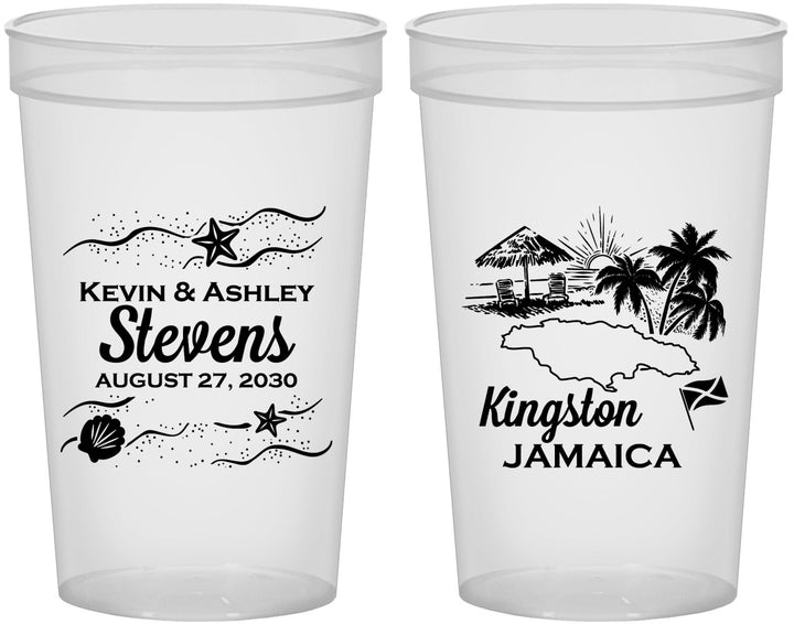 Custom Wedding 22 oz Translucent Cups - Jamaica | 531