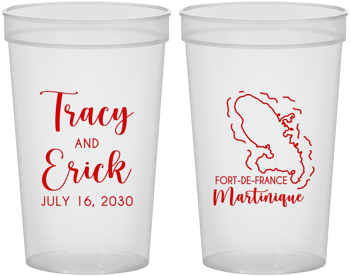 Custom Wedding 22 oz Translucent Cups - Martinique | 532