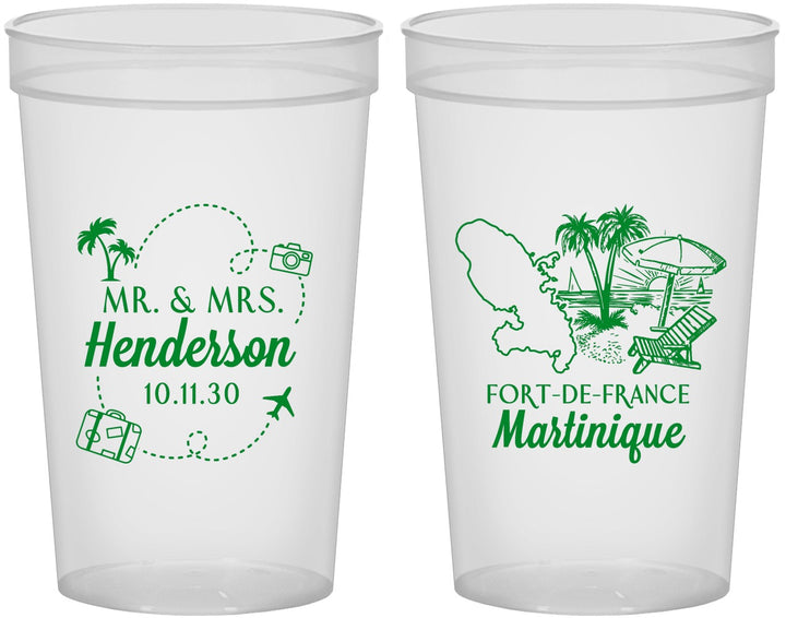 Custom Wedding 22 oz Translucent Cups - Martinique | 533