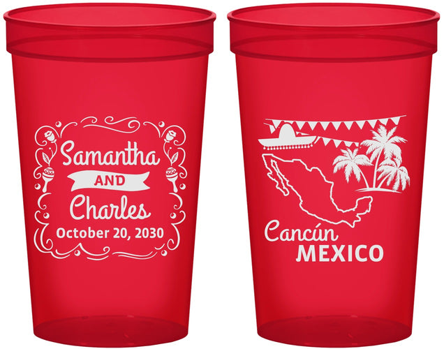 Custom Wedding 22 oz Translucent Cups - Mexico | 535