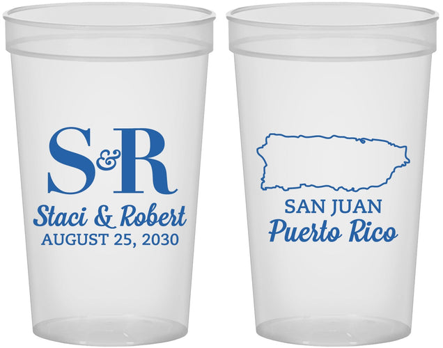 Custom Wedding 22 oz Translucent Cups - Puerto Rico | 538