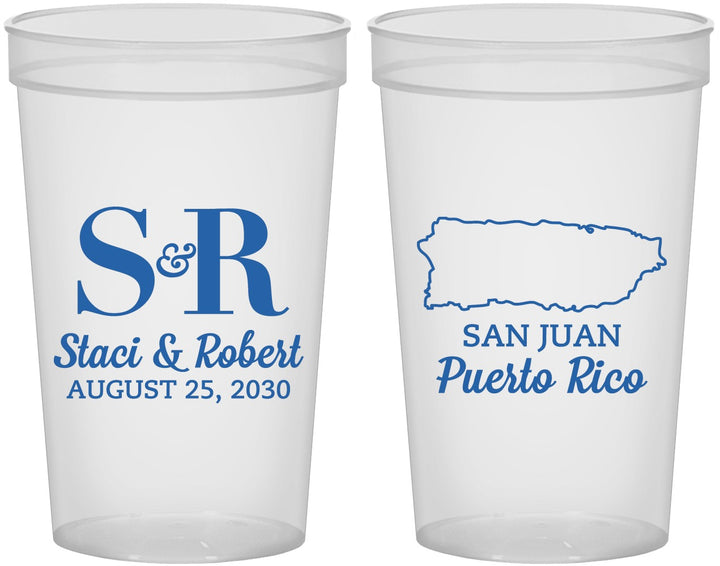 Custom Wedding 22 oz Translucent Cups - Puerto Rico | 538