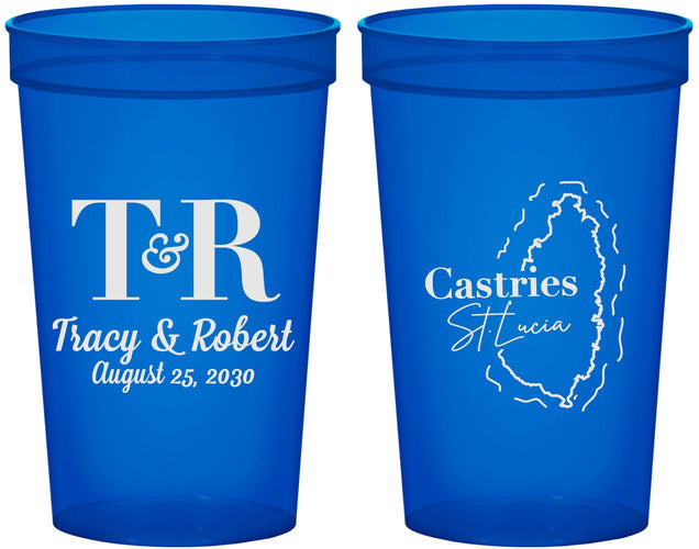 Custom Wedding 22 oz Translucent Cups - St Lucia | 540