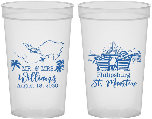 Custom Wedding 22 oz Translucent Cups - St Maarten | 543
