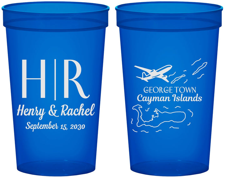 Custom Wedding 22 oz Translucent Cups - Cayman Island | 544