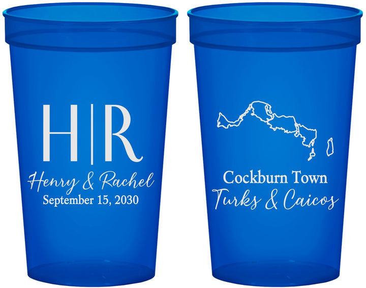 Custom Wedding 22 oz Translucent Cups - Turks And Caicos | 546