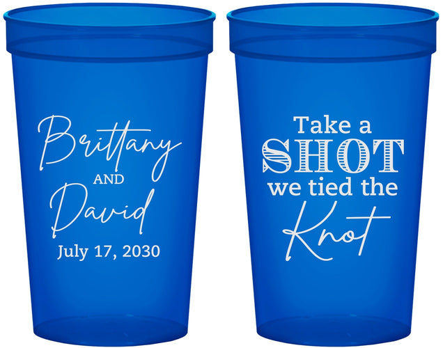 Custom Wedding 22 oz Translucent Cups - Take A Shot We Tied The Knot | 550