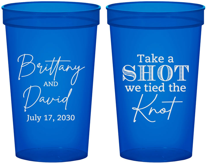 Custom Wedding 22 oz Translucent Cups - Take A Shot We Tied The Knot | 550