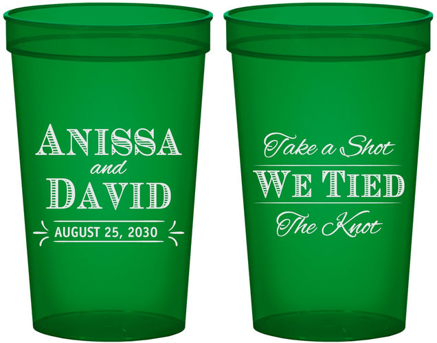 Custom Wedding 22 oz Translucent Cups - Take A Shot We Tied The Knot | 551