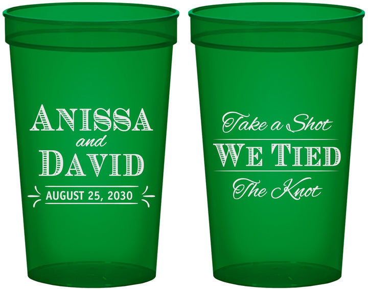 Custom Wedding 22 oz Translucent Cups - Take A Shot We Tied The Knot | 551