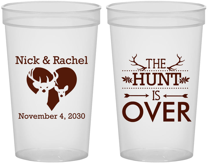 Custom Wedding 22 oz Translucent Cups - The Hunt Is Over | 554