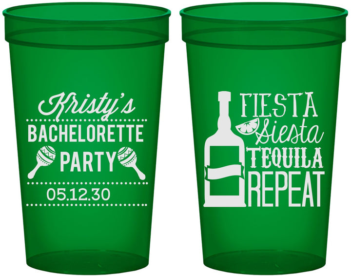 Custom Bachelorette 22 oz Translucent Cups - Fiesta Siesta Tequila Repeat | 60002