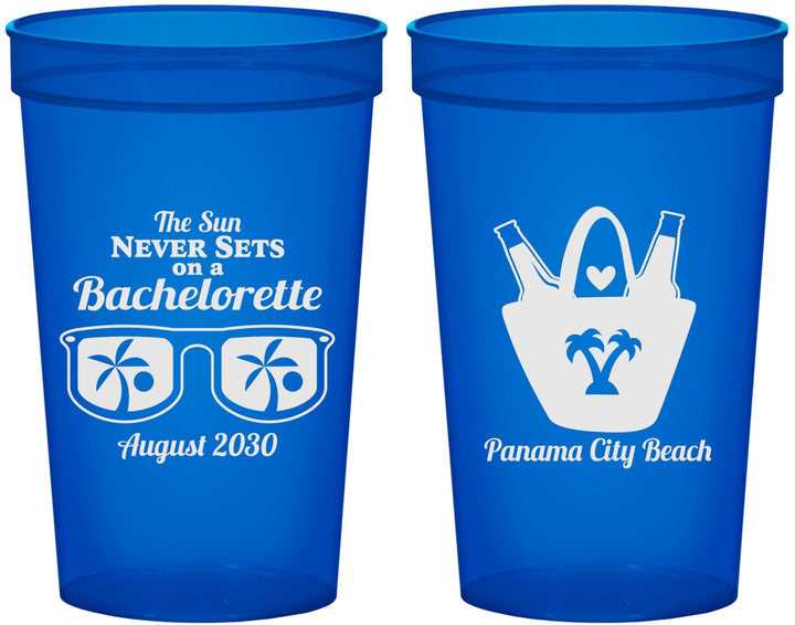 Custom Bachelorette 22 oz Translucent Cups - Beach | 60010