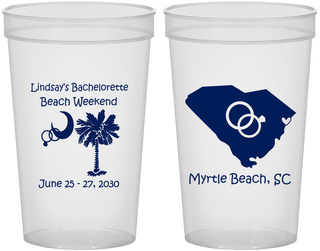Custom Bachelorette 22 oz Translucent Cups - South Carolina | 60012