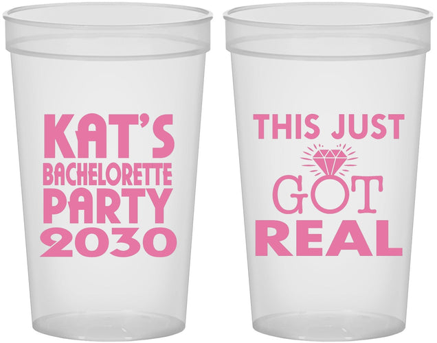 Custom Bachelorette 22 oz Translucent Cups - This Just Got Real | 60013