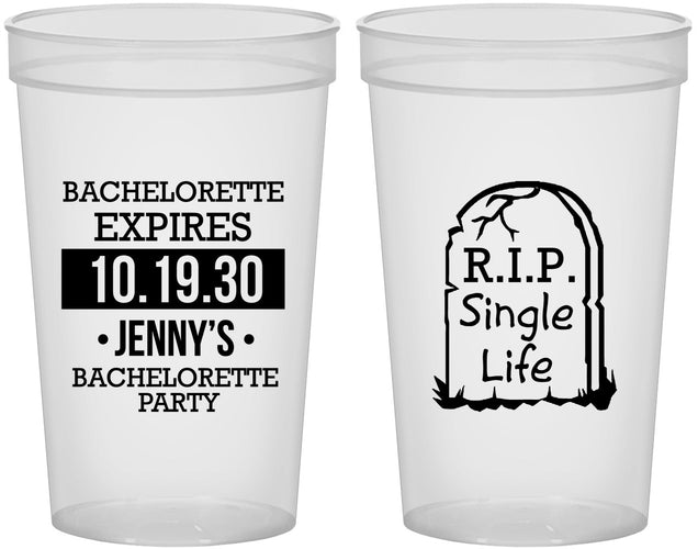 Custom Bachelorette 22 oz Translucent Cups - Rip Single Life | 60014