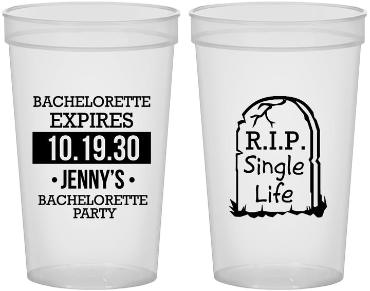 Custom Bachelorette 22 oz Translucent Cups - Rip Single Life | 60014