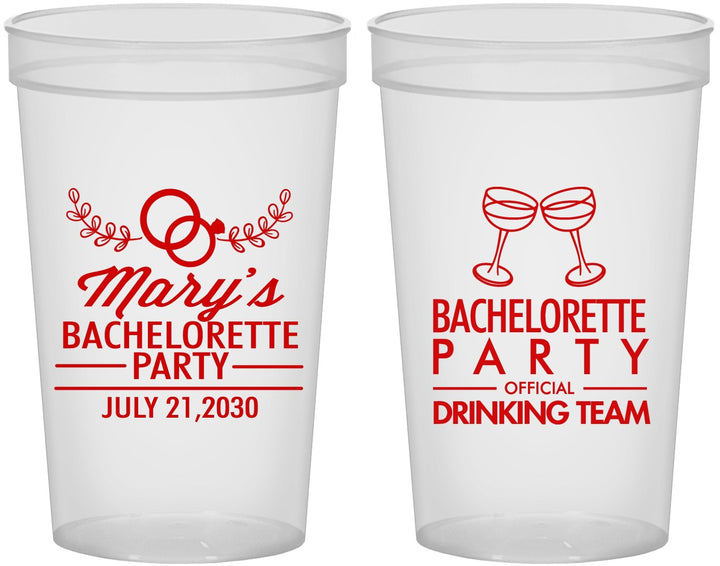 Custom Bachelorette 22 oz Translucent Cups - Official Drink Team | 60017