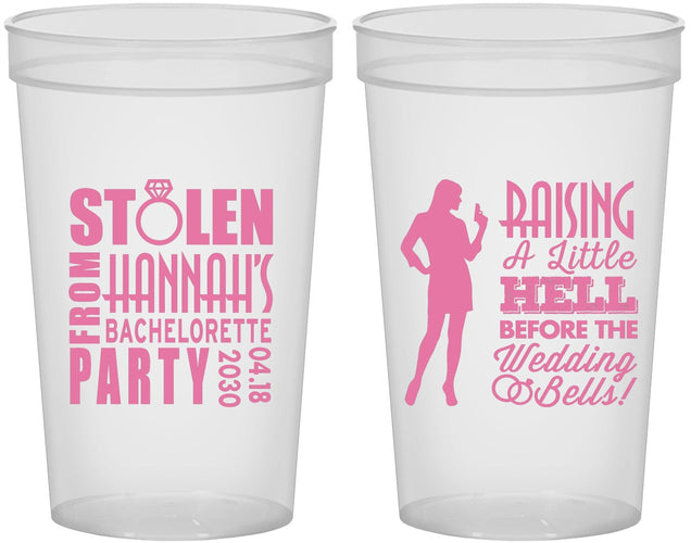Custom Bachelorette 22 oz Translucent Cups - Raising A Little Hell | 60020