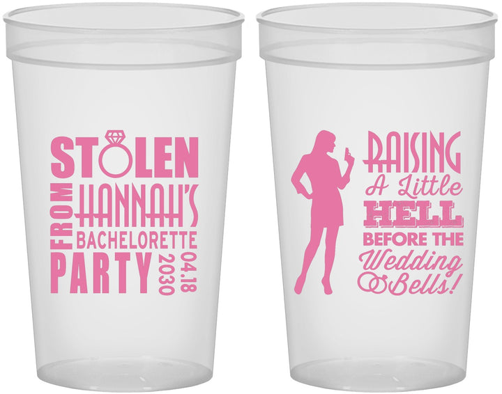 Custom Bachelorette 22 oz Translucent Cups - Raising A Little Hell | 60020