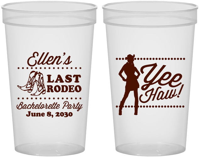 Custom Bachelorette 22 oz Translucent Cups - Last Rodeo | 60021