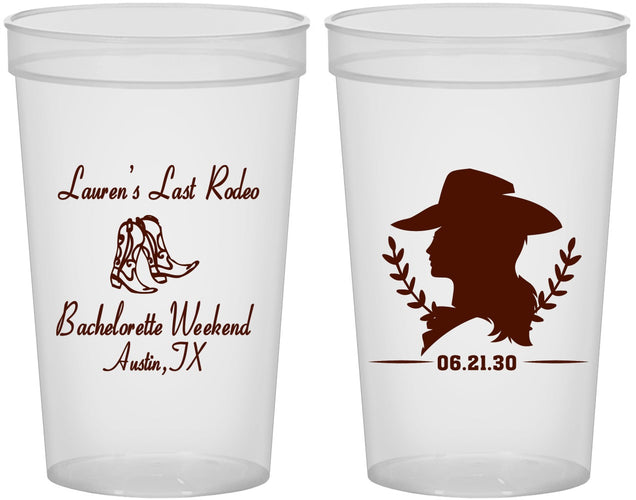 Custom Bachelorette 22 oz Translucent Cups - Last Rodeo | 60022