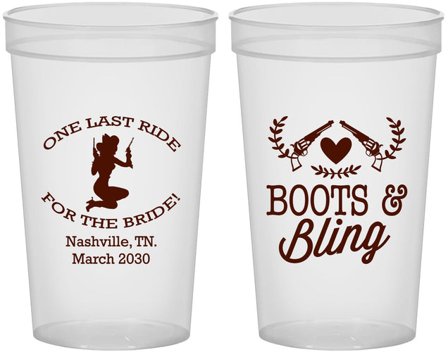 Custom Bachelorette 22 oz Translucent Cups - One Last Ride | 60024