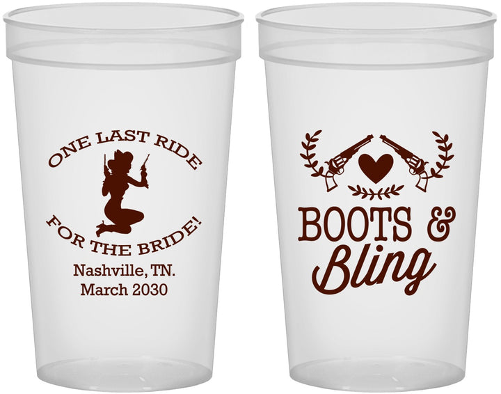 Custom Bachelorette 22 oz Translucent Cups - One Last Ride | 60024