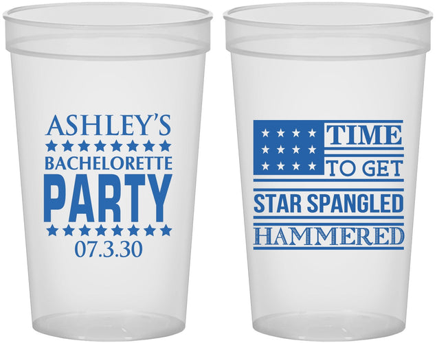Custom Bachelorette 22 oz Translucent Cups - Star Spangled Hammered | 60025