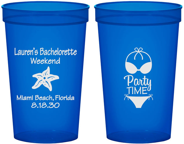 Custom Bachelorette 22 oz Translucent Cups - Bikini | 60027