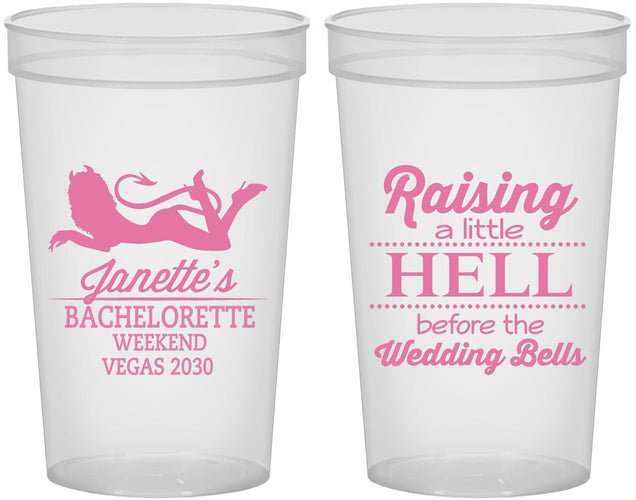 Custom Bachelorette 22 oz Translucent Cups - Raising A Little Hell | 60030
